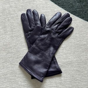 Dark purple leather gloves